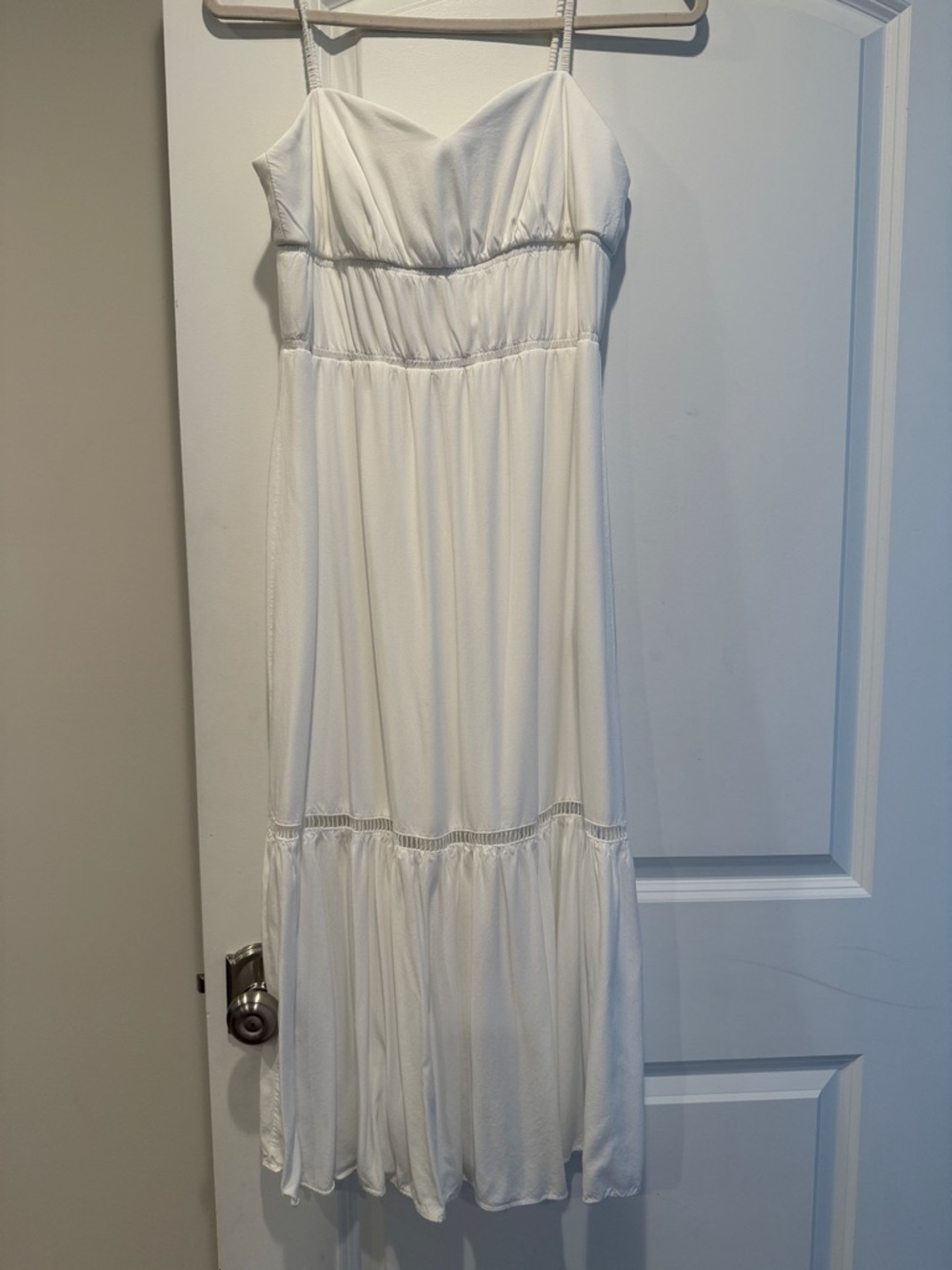 Adrianna Papell White Spaghetti-Strap Maxi Dress
